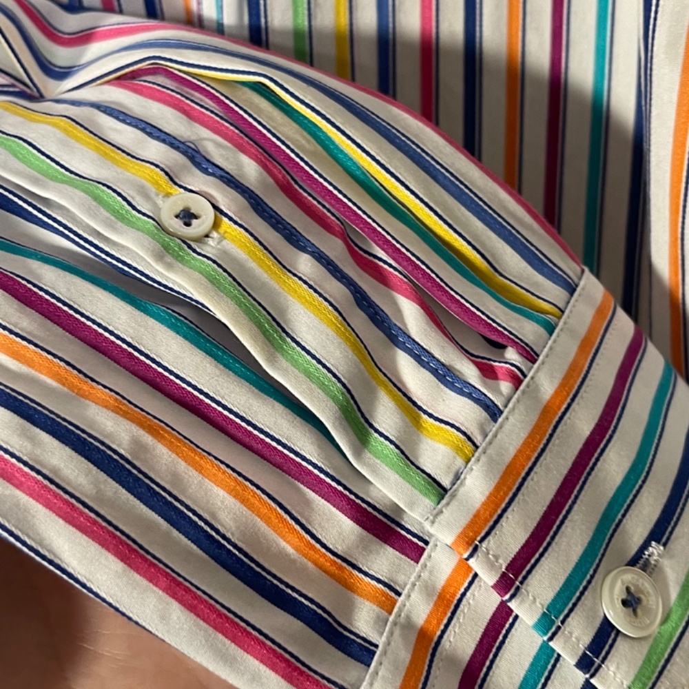 Bugatchi Uomo Multicolor Stripes Button Up It Dre… - image 7